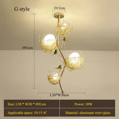 Modern LED Gold Bird's Nest Chandeliers - Illuminate Your Living, Dining, and Kitchen Spaces with Unique Elegance