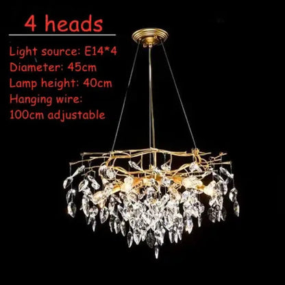 Modern LED Leaf Crystal Ceiling Chandeliers - Elegance for Living, Dining, and Bedrooms