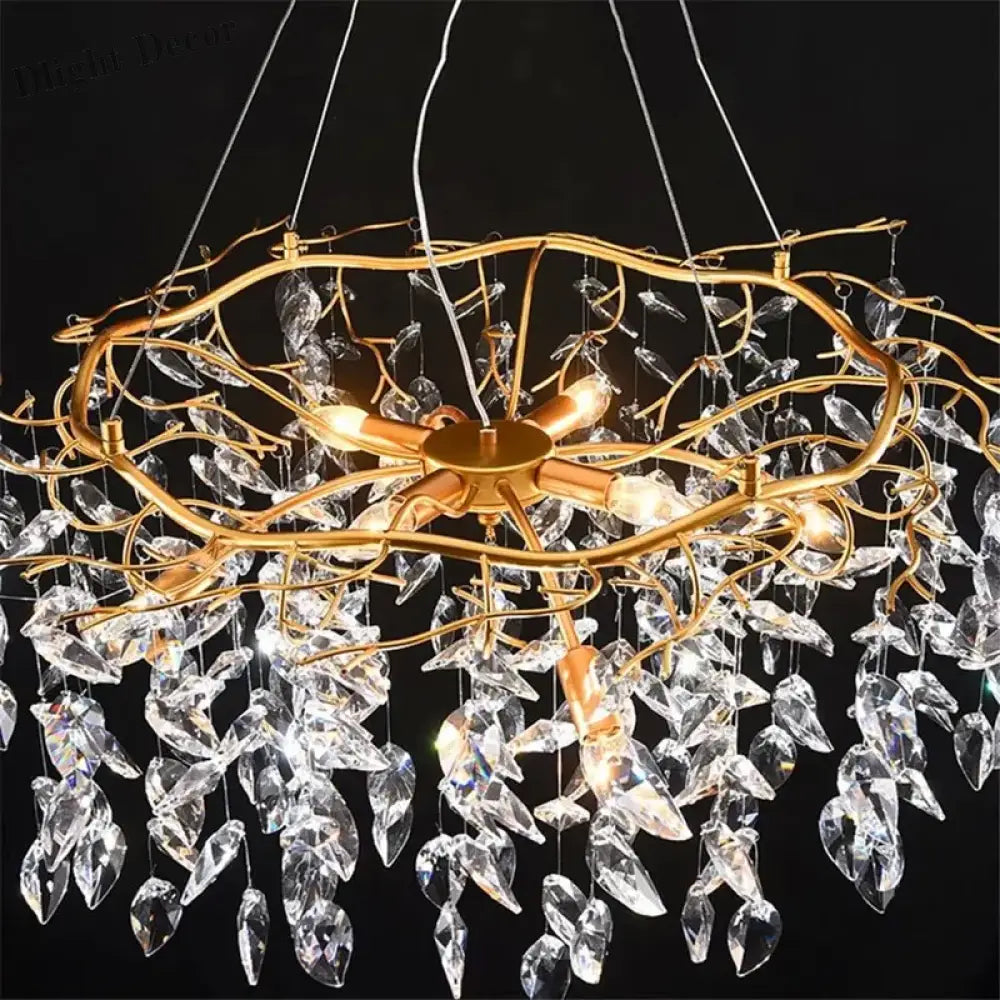 Modern LED Leaf Crystal Ceiling Chandeliers - Elegance for Living, Dining, and Bedrooms