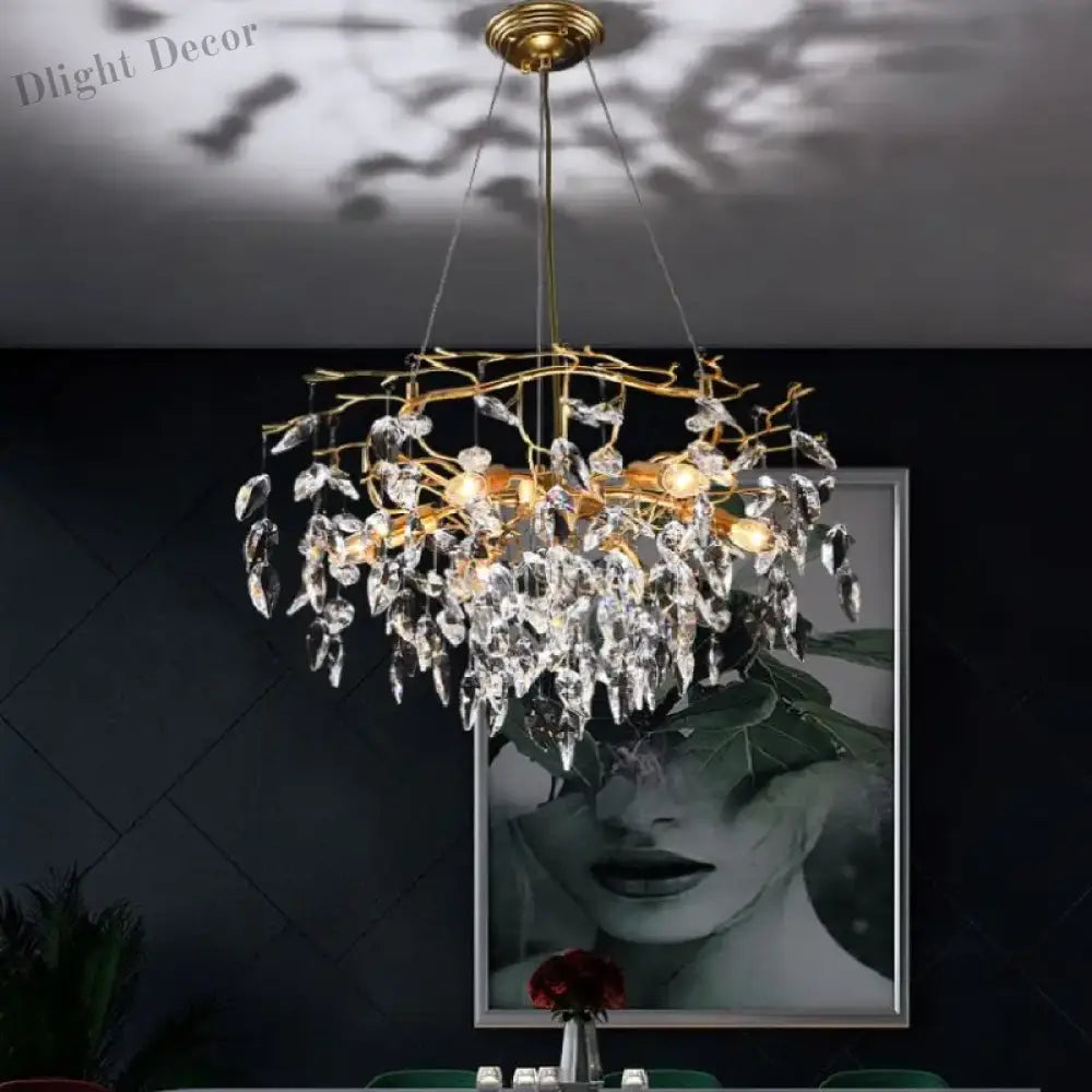 Modern LED Leaf Crystal Ceiling Chandeliers - Elegance for Living, Dining, and Bedrooms