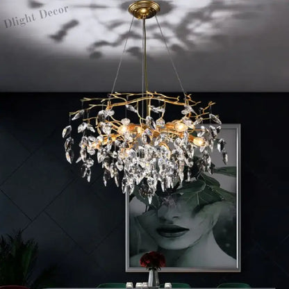 Modern LED Leaf Crystal Ceiling Chandeliers - Elegance for Living, Dining, and Bedrooms