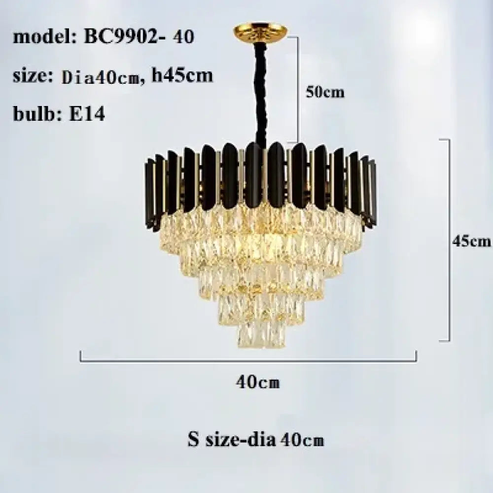 Modern LED Luxury Black Gold Crystal Chandeliers - Elegant Indoor Lighting Fixture for Living and Dining Rooms