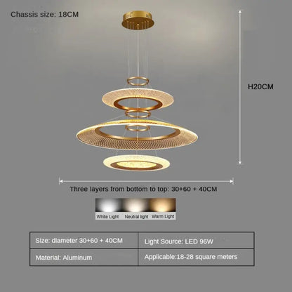 Modern LED Screw Ceiling Chandeliers - Luxury Ring Pendant Lights for High-End Living and Dining Rooms