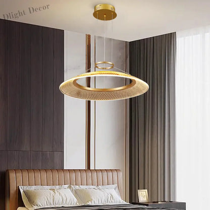Modern LED Screw Ceiling Chandeliers - Luxury Ring Pendant Lights for High-End Living and Dining Rooms