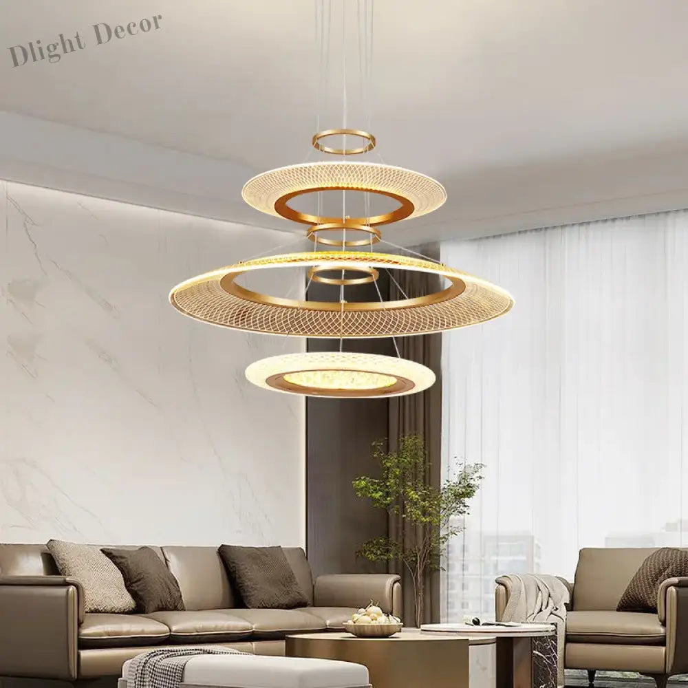 Modern LED Screw Ceiling Chandeliers - Luxury Ring Pendant Lights for High-End Living and Dining Rooms
