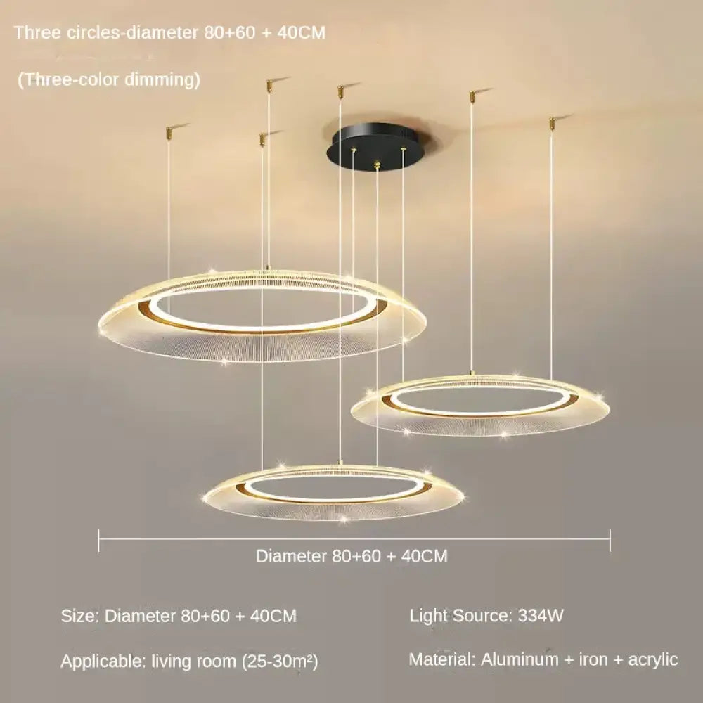 Modern LED Screw Ceiling Chandeliers - Luxury Ring Pendant Lights for High-End Living and Dining Rooms