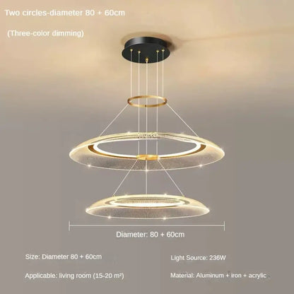 Modern LED Screw Ceiling Chandeliers - Luxury Ring Pendant Lights for High-End Living and Dining Rooms