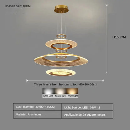 Modern LED Screw Ceiling Chandeliers - Luxury Ring Pendant Lights for High-End Living and Dining Rooms