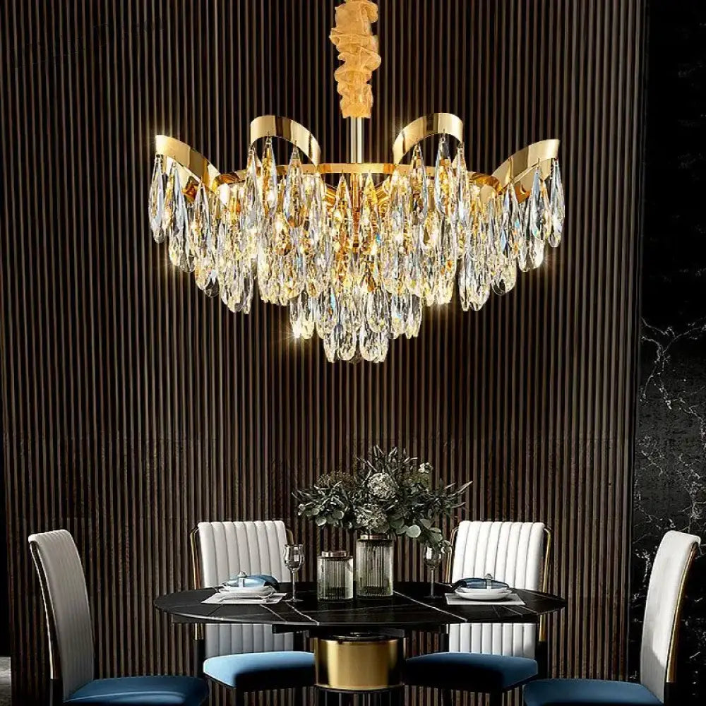 Modern LED Sunflower Crystal Ceiling Chandeliers - Bionic Elegance for Living and Dining Spaces