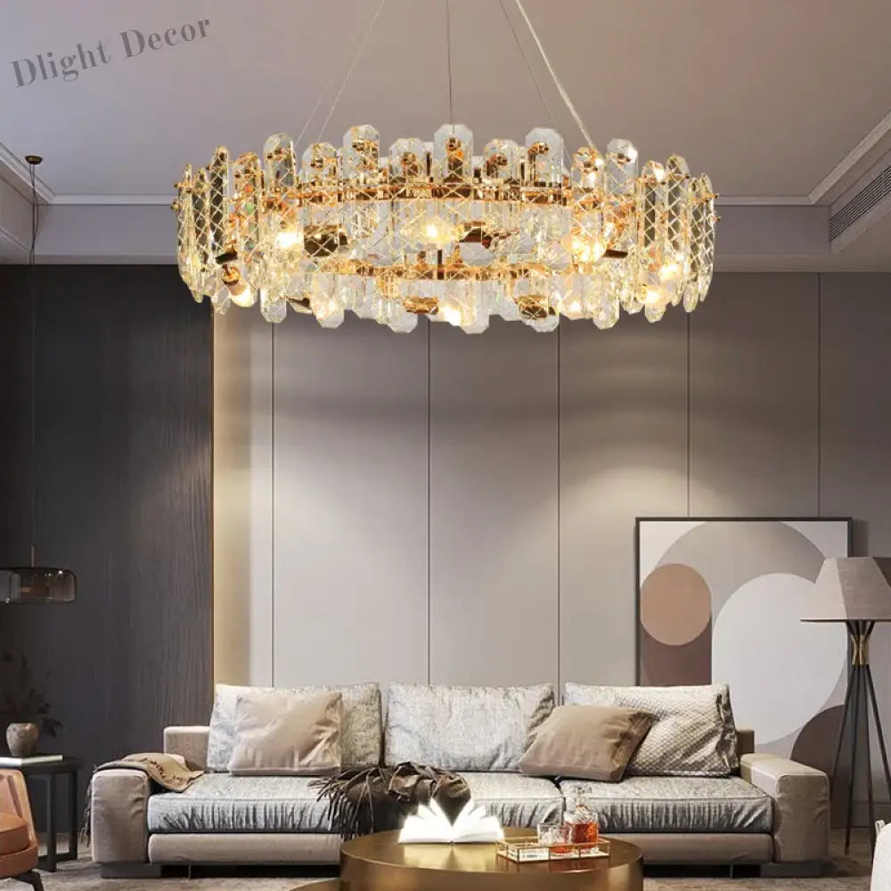 Modern Lustre Crystal LED Pendant Lights - Elegant Illumination for Living, Dining, and Bedroom Spaces