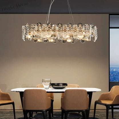 Modern Lustre Crystal LED Pendant Lights - Elegant Illumination for Living, Dining, and Bedroom Spaces