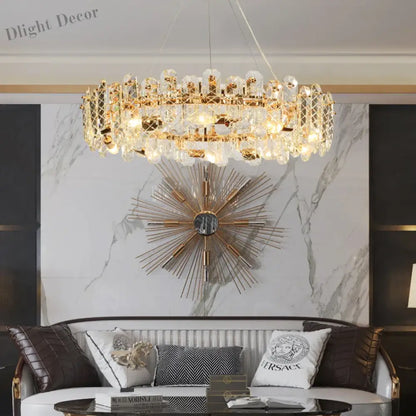 Modern Lustre Crystal LED Pendant Lights - Elegant Illumination for Living, Dining, and Bedroom Spaces