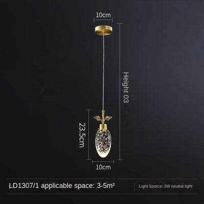 Modern luxury all-copper crystal lamp restaurant LED chandelier Nordic home interior lighting bedroom kitchen Pendant Lights