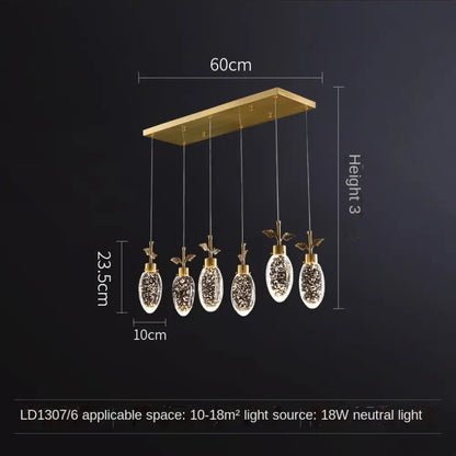Modern luxury all-copper crystal lamp restaurant LED chandelier Nordic home interior lighting bedroom kitchen Pendant Lights
