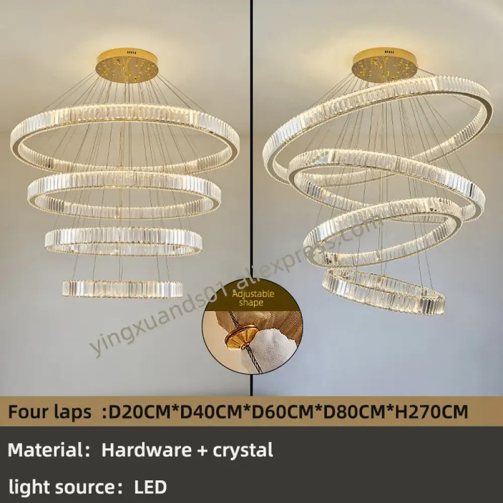 Modern Luxury Crystal Chandeliers - Golden Chandelier Lighting for Living Rooms, Stairs, and Duplex Halls