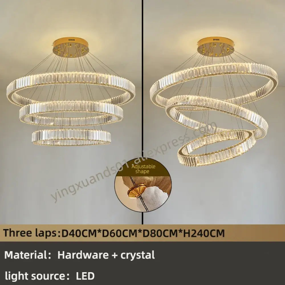 Modern Luxury Crystal Chandeliers - Golden Chandelier Lighting for Living Rooms, Stairs, and Duplex Halls