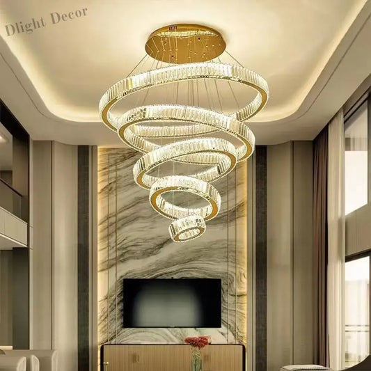 Modern Luxury Crystal Chandeliers - Golden Chandelier Lighting for Living Rooms, Stairs, and Duplex Halls