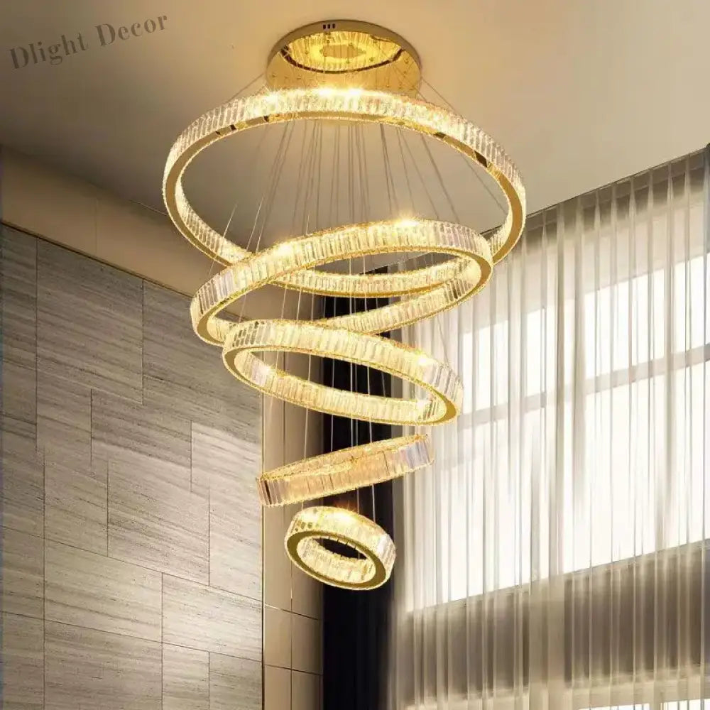 Modern Luxury Crystal Chandeliers - Golden Chandelier Lighting for Living Rooms, Stairs, and Duplex Halls