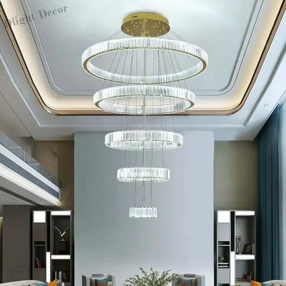 Modern Luxury Crystal Chandeliers - Golden Chandelier Lighting for Living Rooms, Stairs, and Duplex Halls