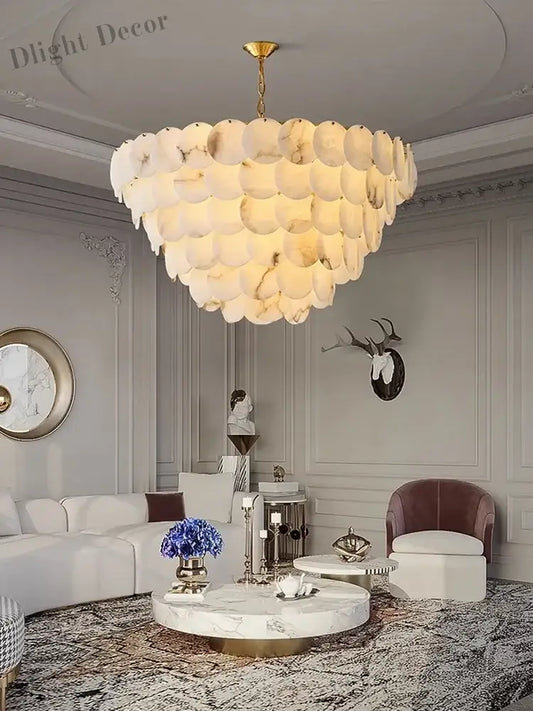 Modern Luxury LED Natural Marble Chandeliers - Illuminating Elegance for Living, Dining, and Kitchen