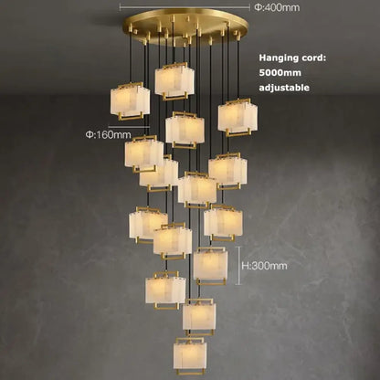 Modern Natural Marble LED Living Room Chandeliers - Elegant Lighting Fixtures for Staircases, Lofts, and Dining Rooms