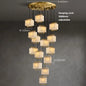 Modern Natural Marble LED Living Room Chandeliers - Elegant Lighting Fixtures for Staircases, Lofts, and Dining Rooms