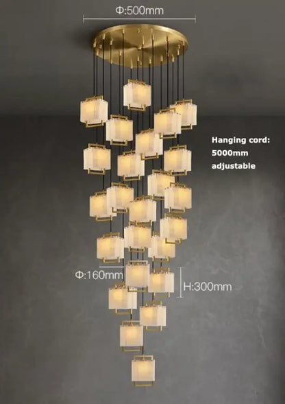 Modern Natural Marble LED Living Room Chandeliers - Elegant Lighting Fixtures for Staircases, Lofts, and Dining Rooms