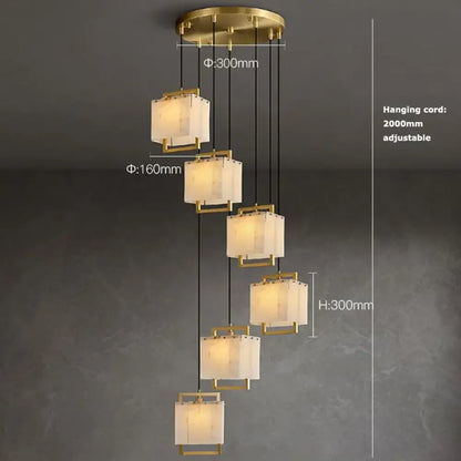 Modern Natural Marble LED Living Room Chandeliers - Elegant Lighting Fixtures for Staircases, Lofts, and Dining Rooms