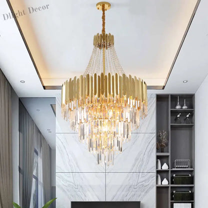 Modern Nordic Crystal Pendant Lights - Light Luxury Elegance for Villas, Hotels, and Double Staircase Living Spaces with LED Efficiency