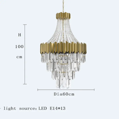 Modern Nordic Crystal Pendant Lights - Light Luxury Elegance for Villas, Hotels, and Double Staircase Living Spaces with LED Efficiency