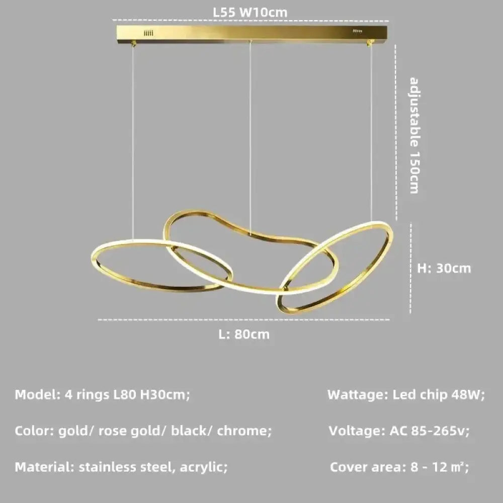 Modern Rose Gold LED Chandeliers - Elegant Lighting for Living and Dining Room Decor