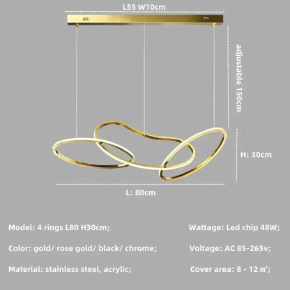 Modern Rose Gold LED Chandeliers - Elegant Lighting for Living and Dining Room Decor