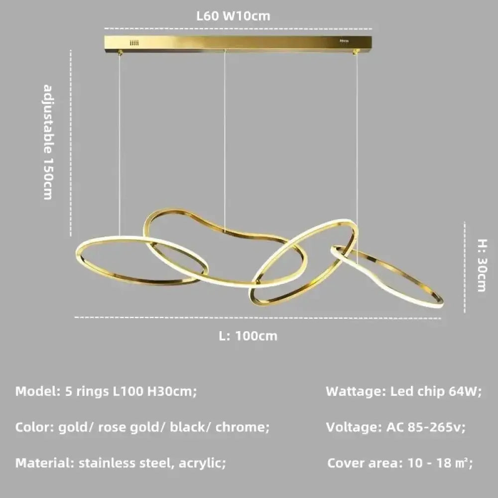 Modern Rose Gold LED Chandeliers - Elegant Lighting for Living and Dining Room Decor