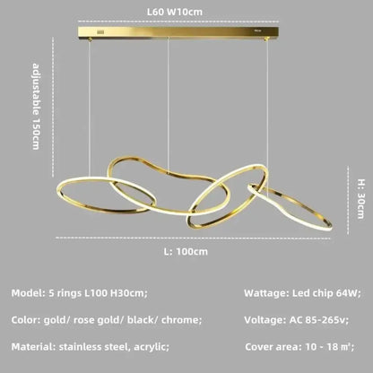 Modern Rose Gold LED Chandeliers - Elegant Lighting for Living and Dining Room Decor