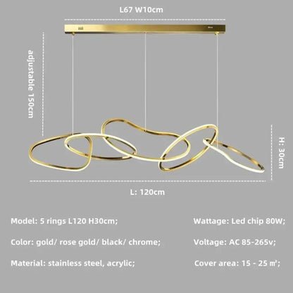 Modern Rose Gold LED Chandeliers - Elegant Lighting for Living and Dining Room Decor