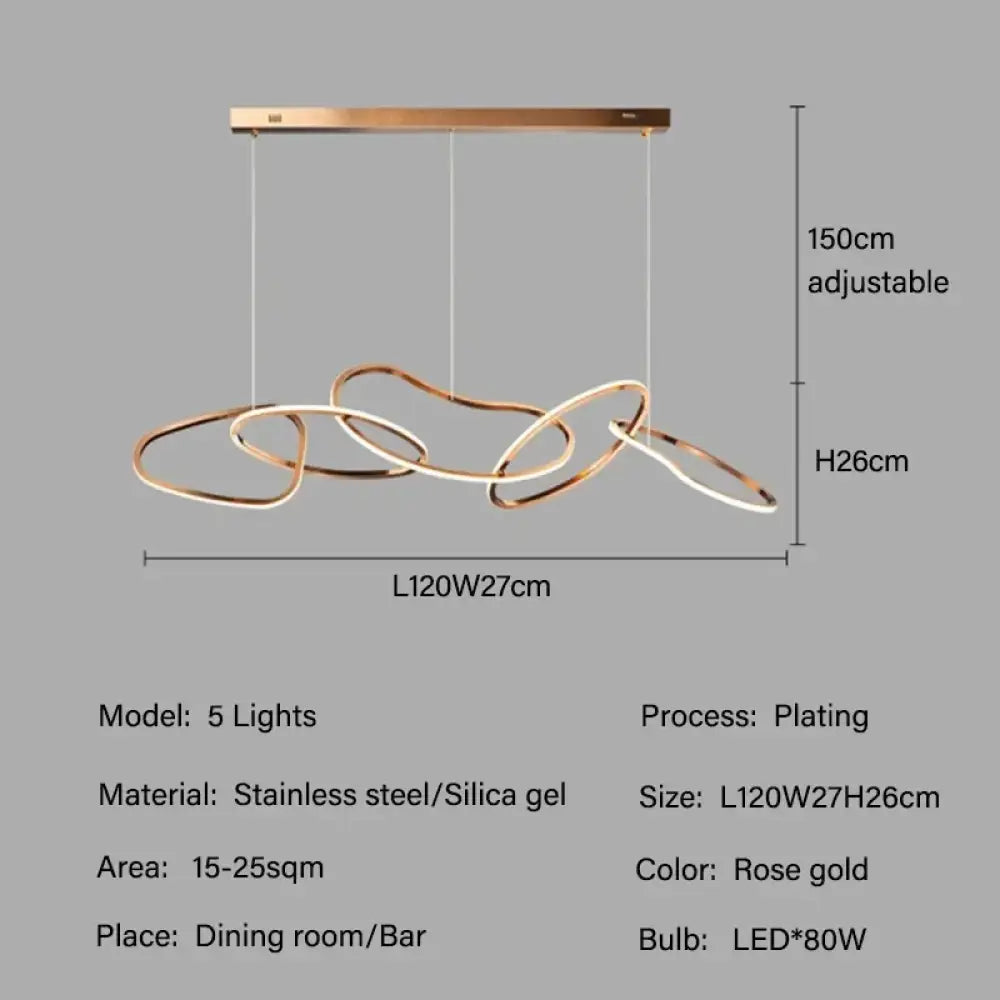 Modern Rose Gold LED Chandeliers - Elegant Lighting for Living and Dining Room Decor