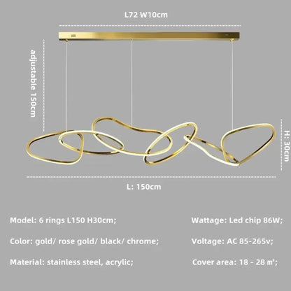 Modern Rose Gold LED Chandeliers - Elegant Lighting for Living and Dining Room Decor