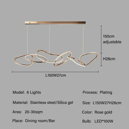 Modern Rose Gold LED Chandeliers - Elegant Lighting for Living and Dining Room Decor