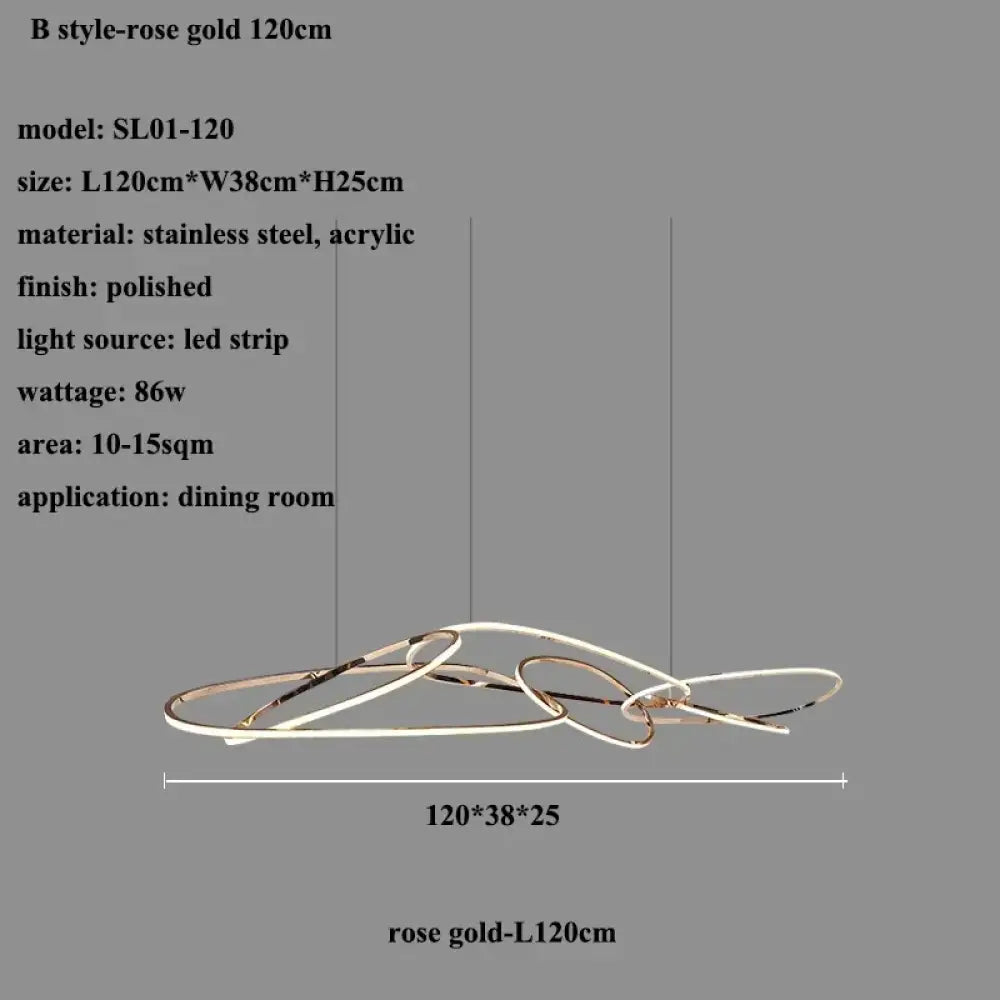 Modern Rose Gold LED Chandeliers - Elegant Lighting for Living and Dining Room Decor