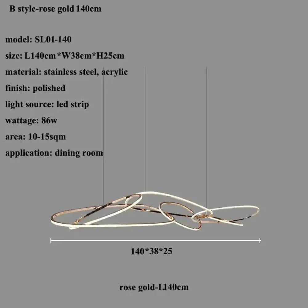 Modern Rose Gold LED Chandeliers - Elegant Lighting for Living and Dining Room Decor