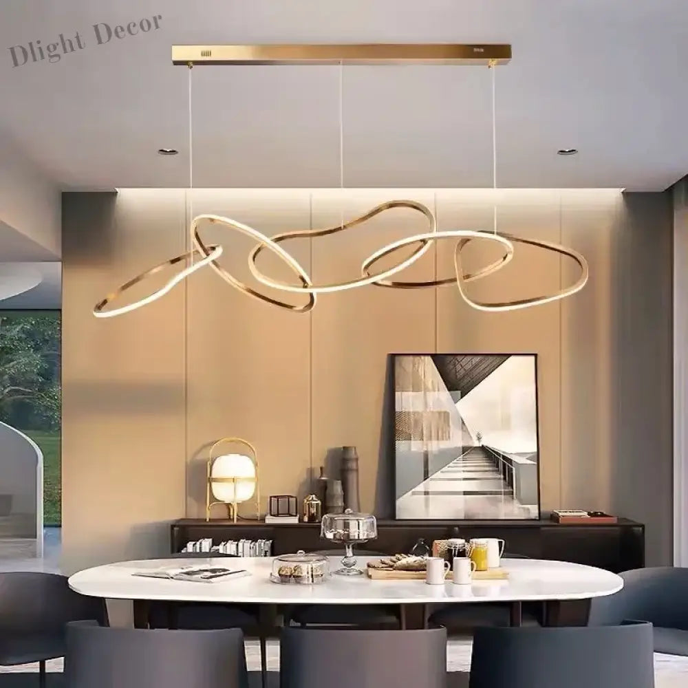 Modern Rose Gold LED Chandeliers - Elegant Lighting for Living and Dining Room Decor