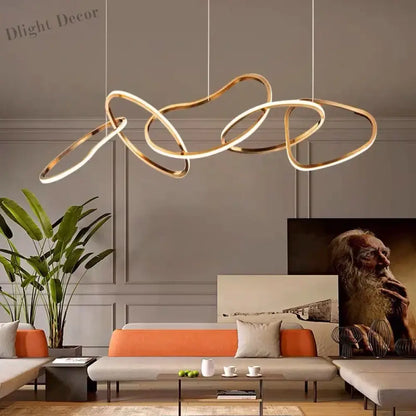 Modern Rose Gold LED Chandeliers - Elegant Lighting for Living and Dining Room Decor