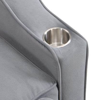 Modern Velvet Sleeper Loveseat with Pullout Bed and USB Ports - Light Gray