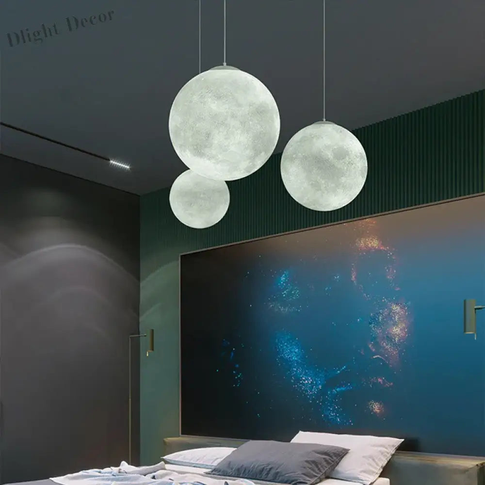Modern Wabi-Sabi FRP Moon LED Pendant Lights - Unique Decor Chandelier for Living and Dining Rooms, Bedrooms, and Kitchens