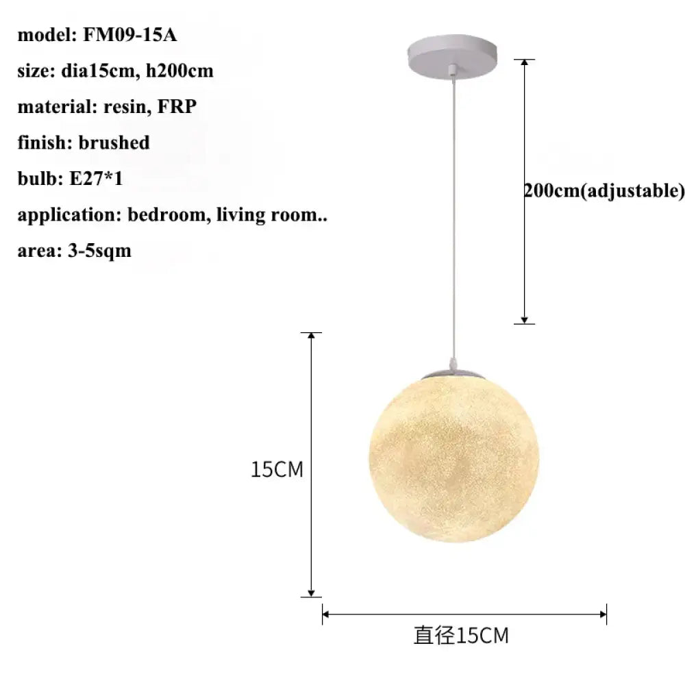 Modern Wabi-Sabi FRP Moon LED Pendant Lights - Unique Decor Chandelier for Living and Dining Rooms, Bedrooms, and Kitchens
