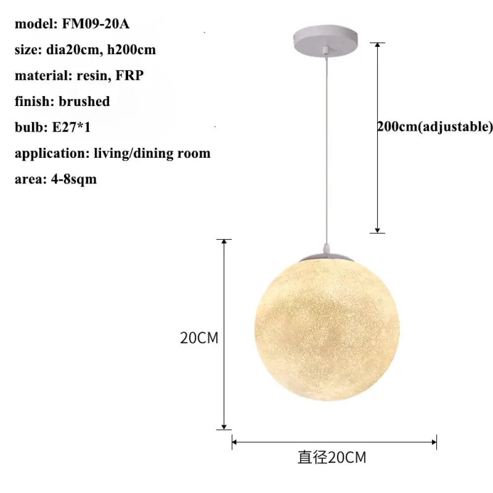 Modern Wabi-Sabi FRP Moon LED Pendant Lights - Unique Decor Chandelier for Living and Dining Rooms, Bedrooms, and Kitchens