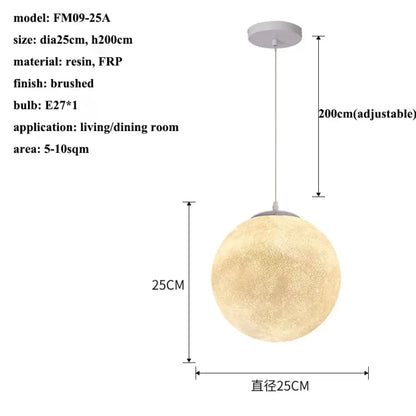 Modern Wabi-Sabi FRP Moon LED Pendant Lights - Unique Decor Chandelier for Living and Dining Rooms, Bedrooms, and Kitchens
