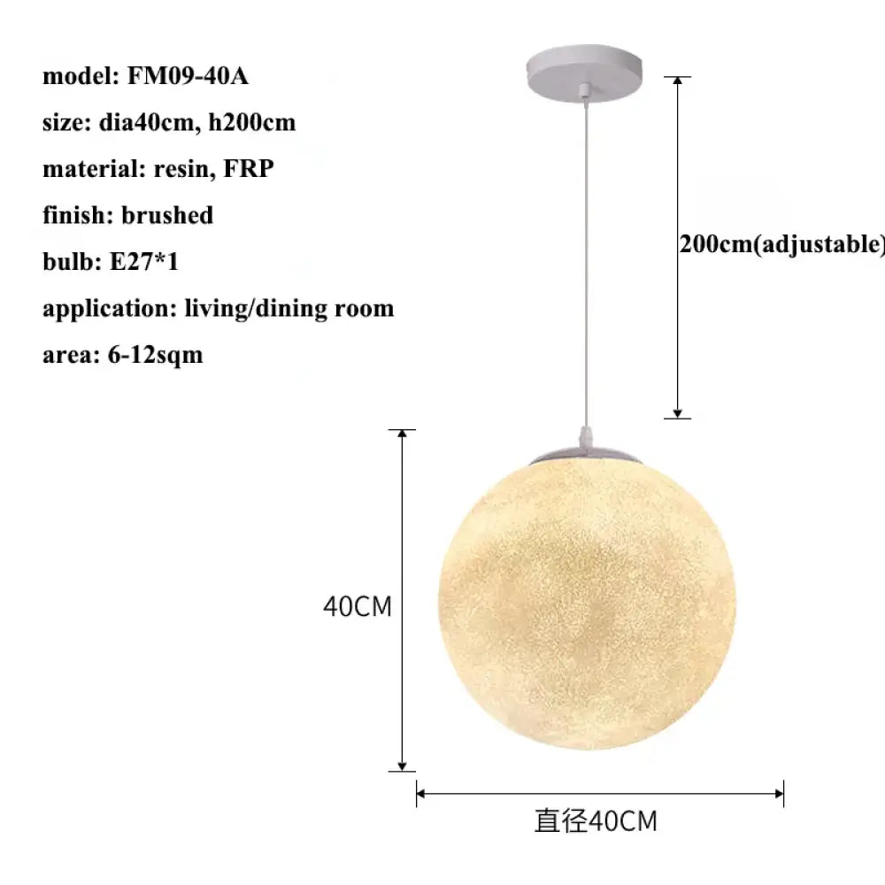 Modern Wabi-Sabi FRP Moon LED Pendant Lights - Unique Decor Chandelier for Living and Dining Rooms, Bedrooms, and Kitchens