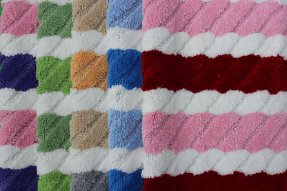 Tache Super Absorbent Purple and Pink Striped Microfiber Wild Flower Floor Mats / Rugs