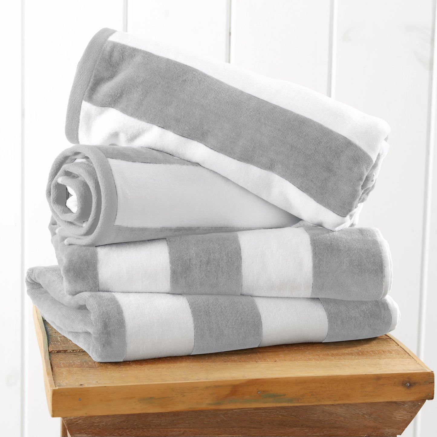 Cotton Velour Cabana Stripe Beach Towel - Novia Collection.